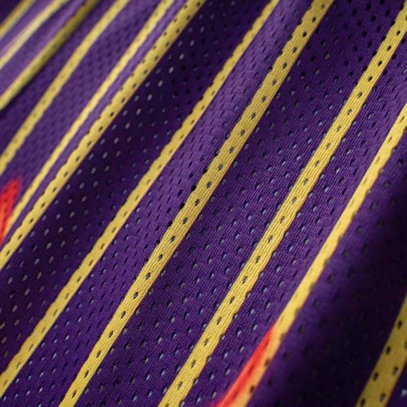 Eric Emanuel EE logo Yellow Flame Print Casual Purple Sports Shorts - Picture 10 of 12